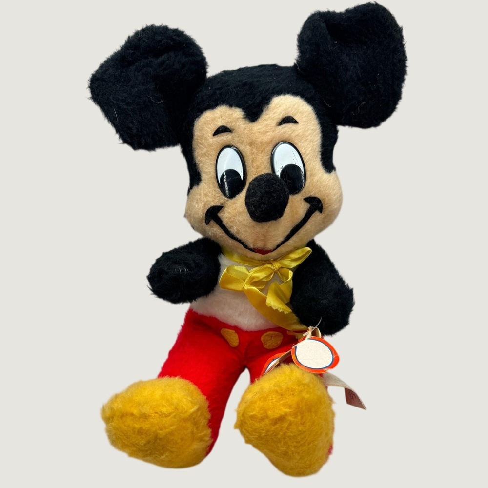 Mickey Mouse Plush 10" Sitting Vintage Walt Disney California Stuffed Toys 1960s